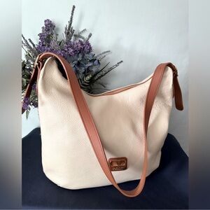 Valentina Cream and Brown Shoulder Bag